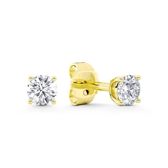 0.25ct Lab Grown Diamond Round Brilliant 4-Prong Stud Earrings in 14k Y Gold - Picture 1 of 6